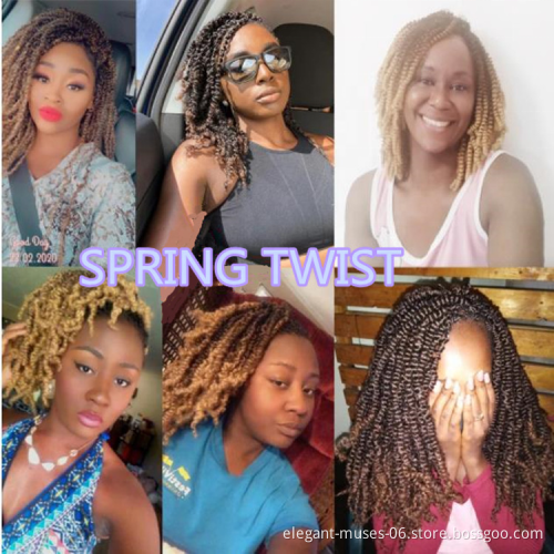8Inch Ombre Spring Twist Hair Jamaica Bounce Fluffy Twist Crochet Braids Synthetic Hair Extensions Braids Kinky Curly Twists